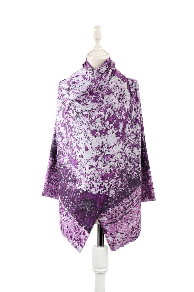 Purple Peach Tree Pattern Winter Shawl - Bursa İpek