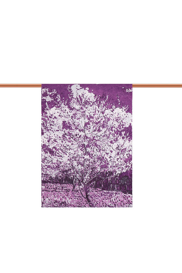 Purple Peach Tree Pattern Winter Shawl - 3