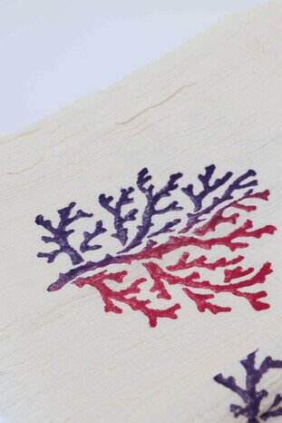 Purple Plum Stone Print Gradient Coral Peshtemal - Thumbnail