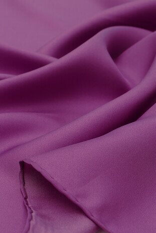 Purple Solid Color Twill Silk Square Scarf - Thumbnail