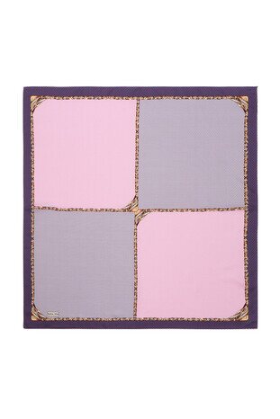 Purple Straw Pattern Twill Silk Square Scarf - Thumbnail