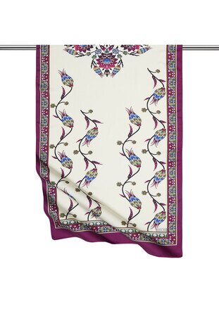 Purple Tulip Pattern Wide Silky Foulard 
