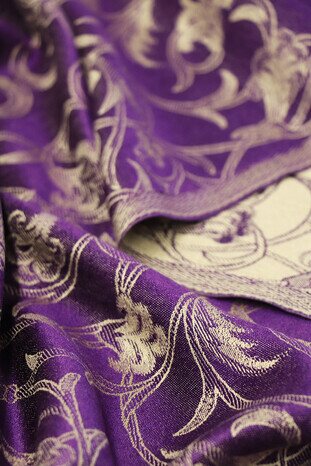 Purple Turkish Pattern Woven Silk Scarf - Thumbnail