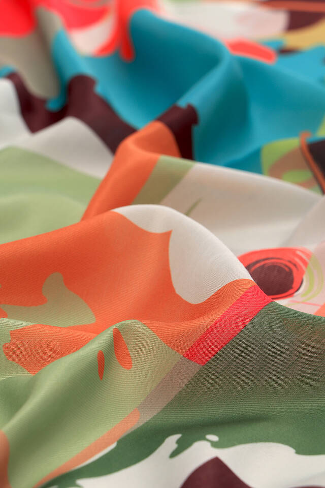 Yeşil Puzzle Desen Soft Eşarp - 3