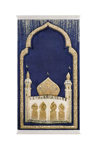 Navy Blue Quilted Sponge Prayer Rug 