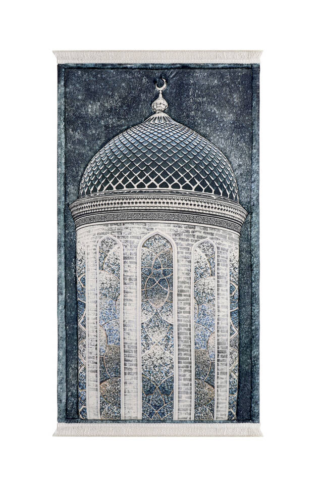 Petrol Blue Quilted Sponge Prayer Rug 
