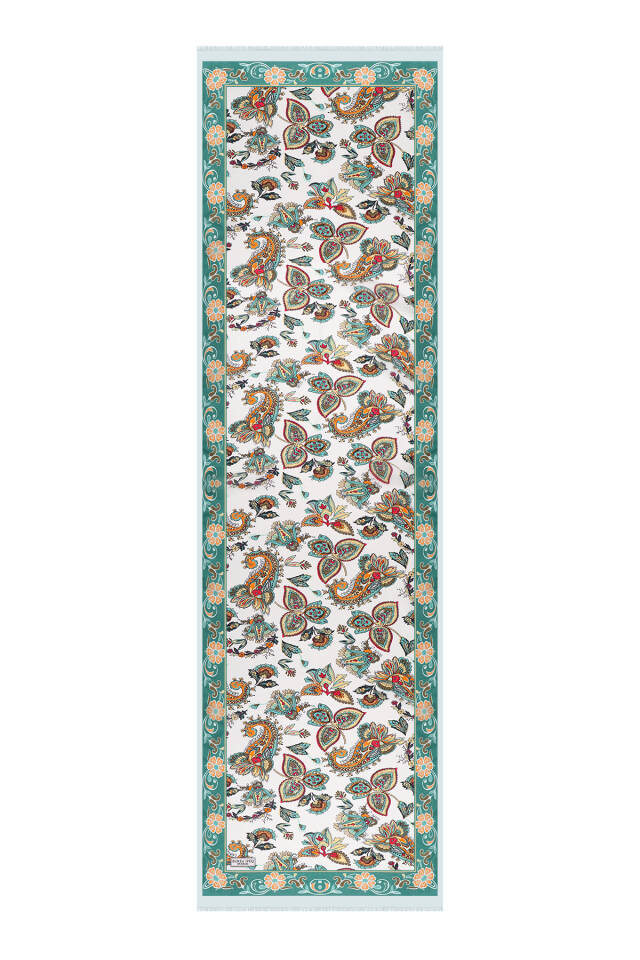 Green Shawl Pattern Voile Silk Scarf - 4