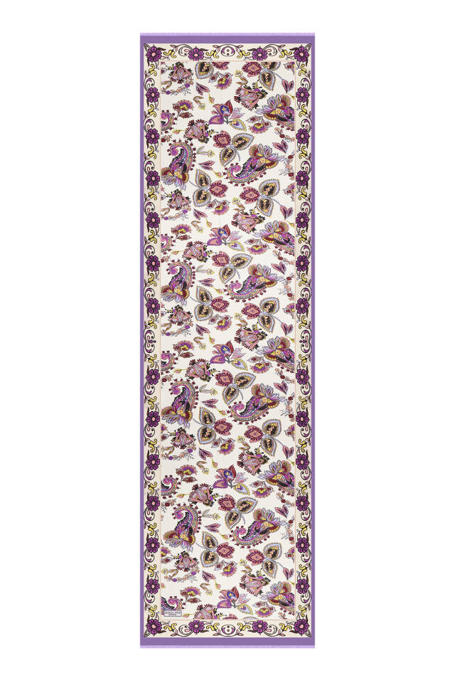 Lilac Shawl Pattern Voile Silk Scarf - 4