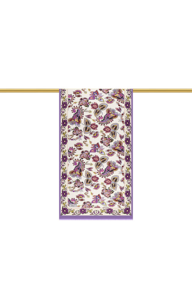 Lilac Shawl Pattern Voile Silk Scarf - 3