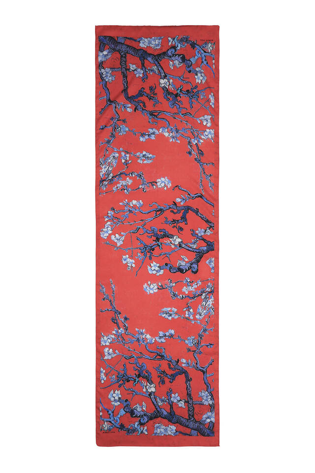Red Almond Blossom Silky Foulard - 3