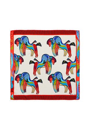 Red Black Patterned Silky Pocket Square 