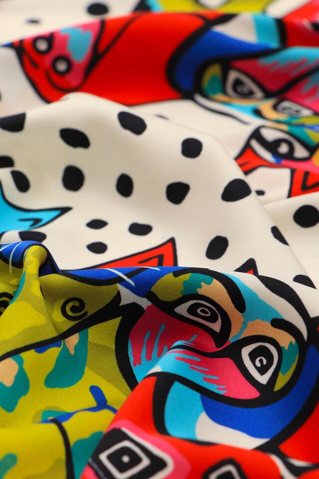 Red Black Patterned Silky Pocket Square - 3