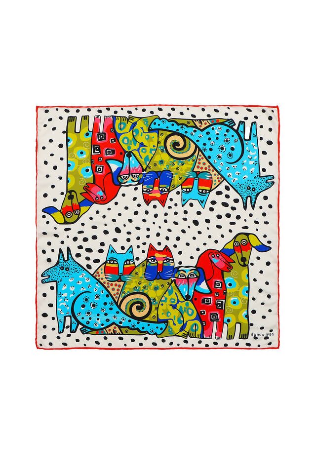 Red Black Patterned Silky Pocket Square 