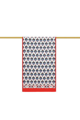 Red Carnation Pattern Silk Foulard - Thumbnail