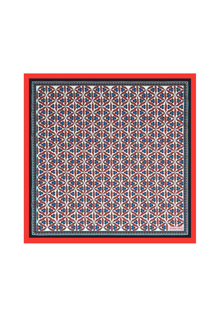 Red Çintemani Pattern Silky Pocket Square 