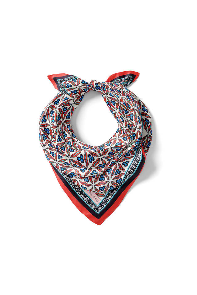 Red Çintemani Pattern Silky Pocket Square - 2