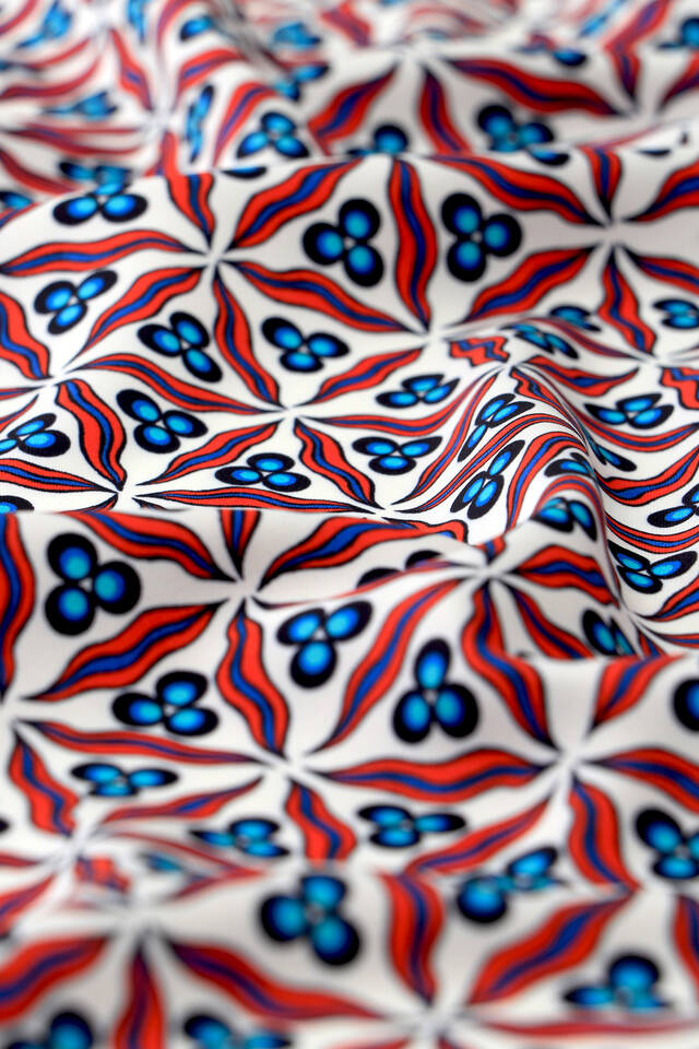 Red Çintemani Pattern Silky Pocket Square - 3