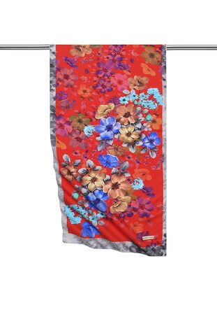 Red Floral Silky Foulard 