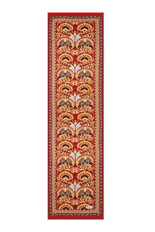 Red Gold Peacock Narrow Silk Foulard - 4