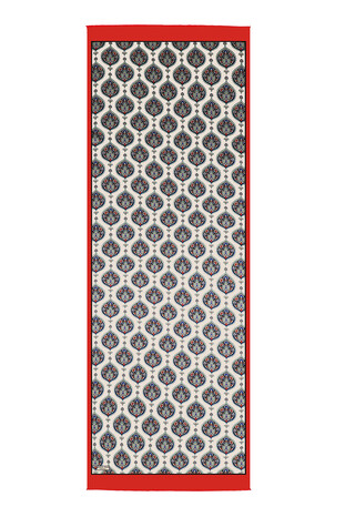 Red Hatai Pattern Silk Foulard - Thumbnail