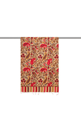 Red Kani Pattern Silk Foulard - Thumbnail