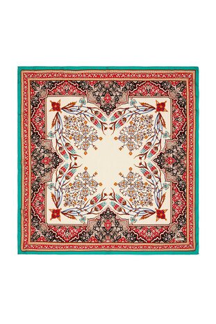 Red Oil Candlestick Tulip Pattern Silk Square Scarf 