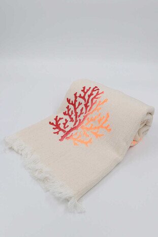 Red Orange Stone Print Gradient Coral Peshtemal 