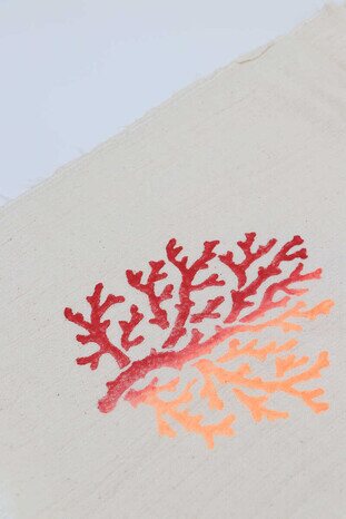 Red Orange Stone Print Gradient Coral Peshtemal - Thumbnail
