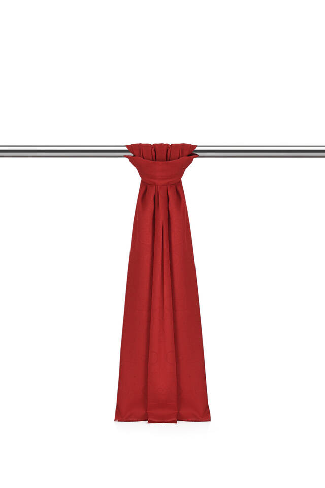 Red Patterned Silky Scarf - Bursa İpek