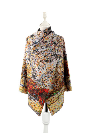 Red Peach Tree Pattern Winter Shawl 