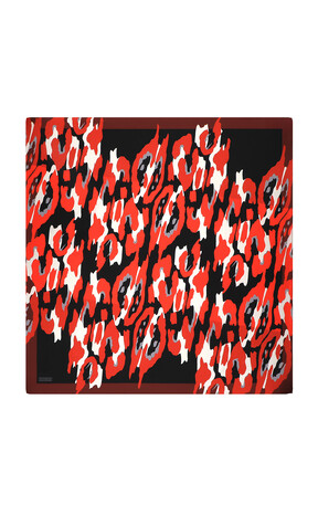 Red Sare Pattern Twill Silk Square Scarf 