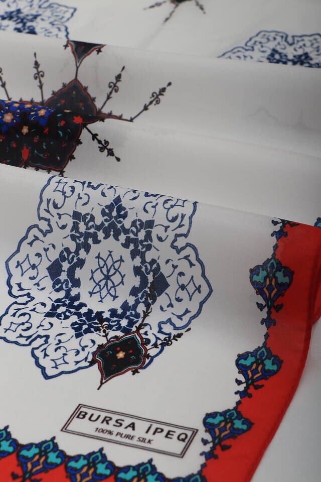 Red Sax Core Voile Silk Foulard - 3