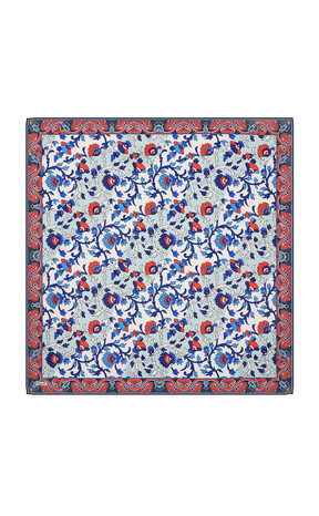 Red Shawl Pattern Voile Silk Square Scarf 