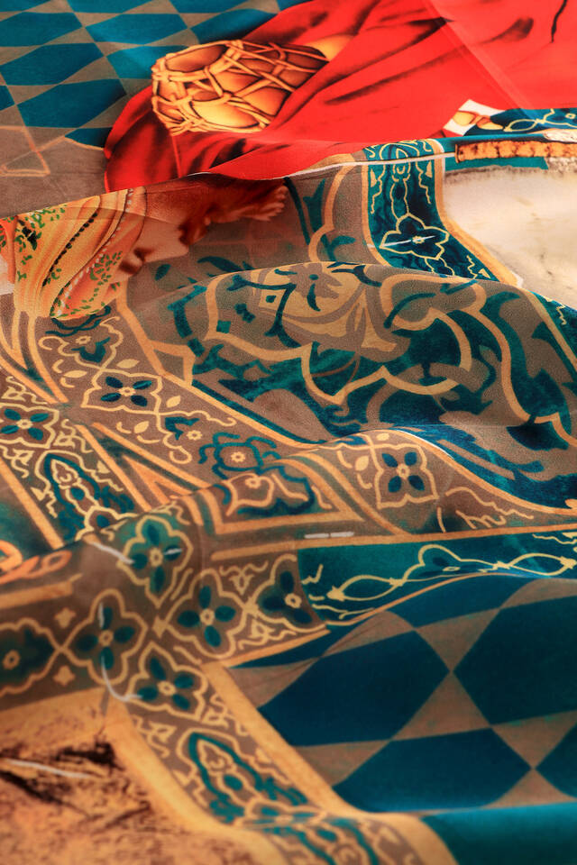 Red Tortoise Tamer Sura Silk Square Scarf - 3