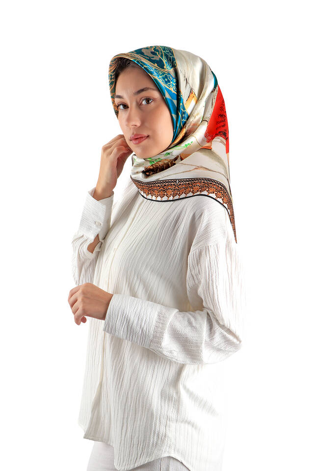 Red Tortoise Tamer Sura Silk Square Scarf - 2