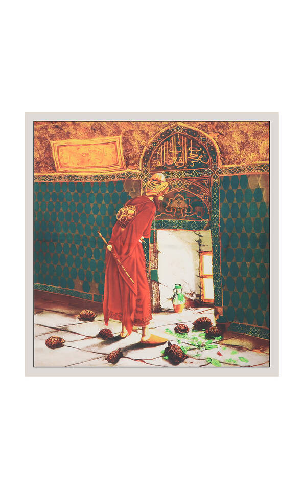 Red Tortoise Tamer Twill Silk Square Scarf - Bursa İpek