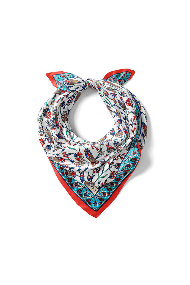 Red Tulip Pattern Silky Pocket Square - 2