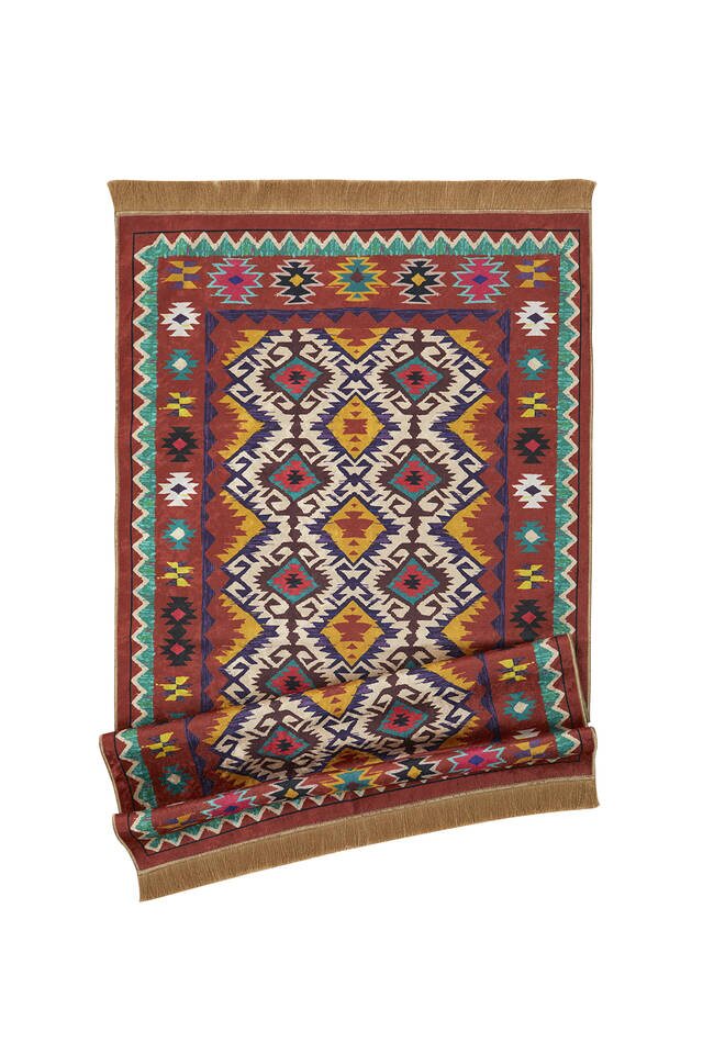Red Velvet Carpet Prayer Rug - 4