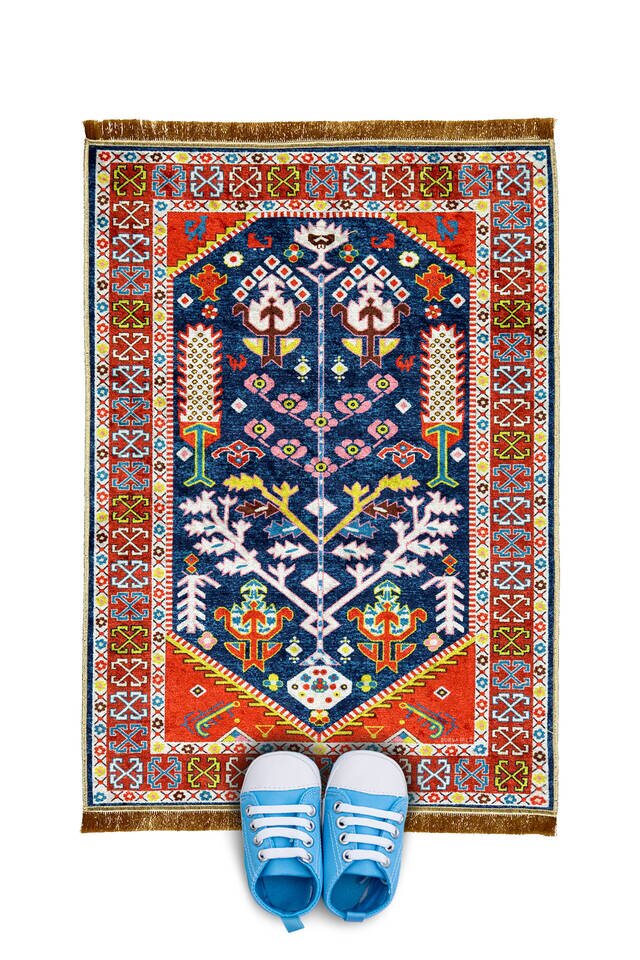 Red Velvet Children's Prayer Rug - Bursa İpek