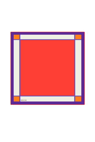 Red Wide Bordered Plain Silk Pocket Square - Thumbnail