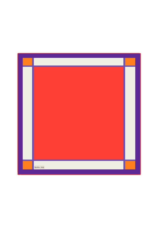 Red Wide Bordered Plain Silk Pocket Square - Bursa İpek