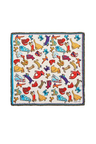 Red Yellow Patterned Silky Pocket Square 