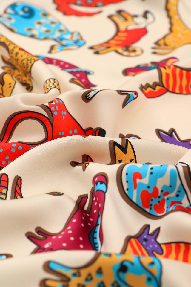 Red Yellow Patterned Silky Pocket Square - 3