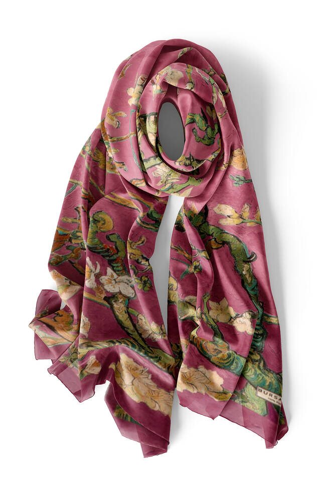 Rose Dried Almond Blossom Silk Foulard - 4
