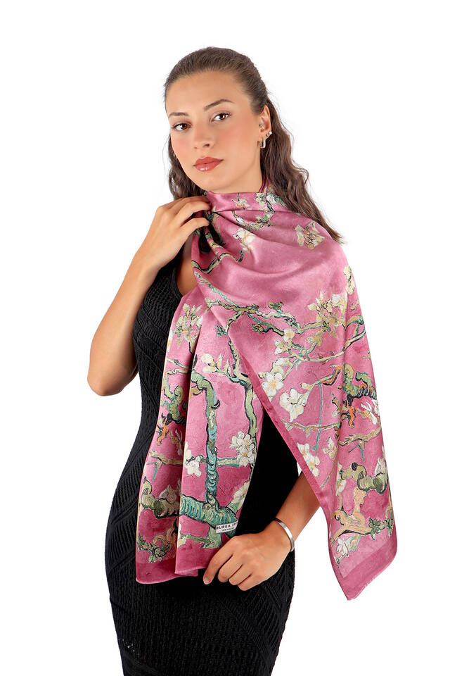Rose Dried Almond Blossom Silk Foulard - 2