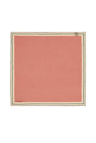 Rose Dry Bordered Plain Silk Pocket Square - Thumbnail