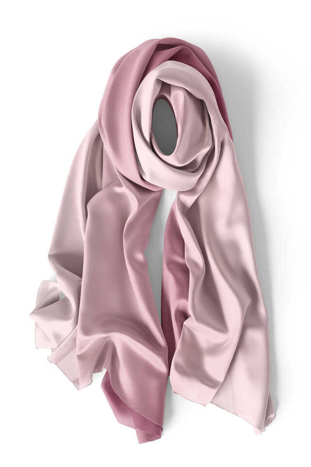 Rose Dry Pink Gradient Silk Scarf - 3
