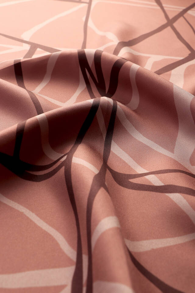 Rose Mosaic Pattern Twill Silk Square Scarf - 3