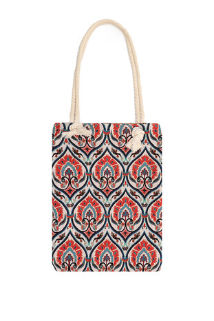 Row Carnation Pattern Tapestry Shoulder Bag - Thumbnail