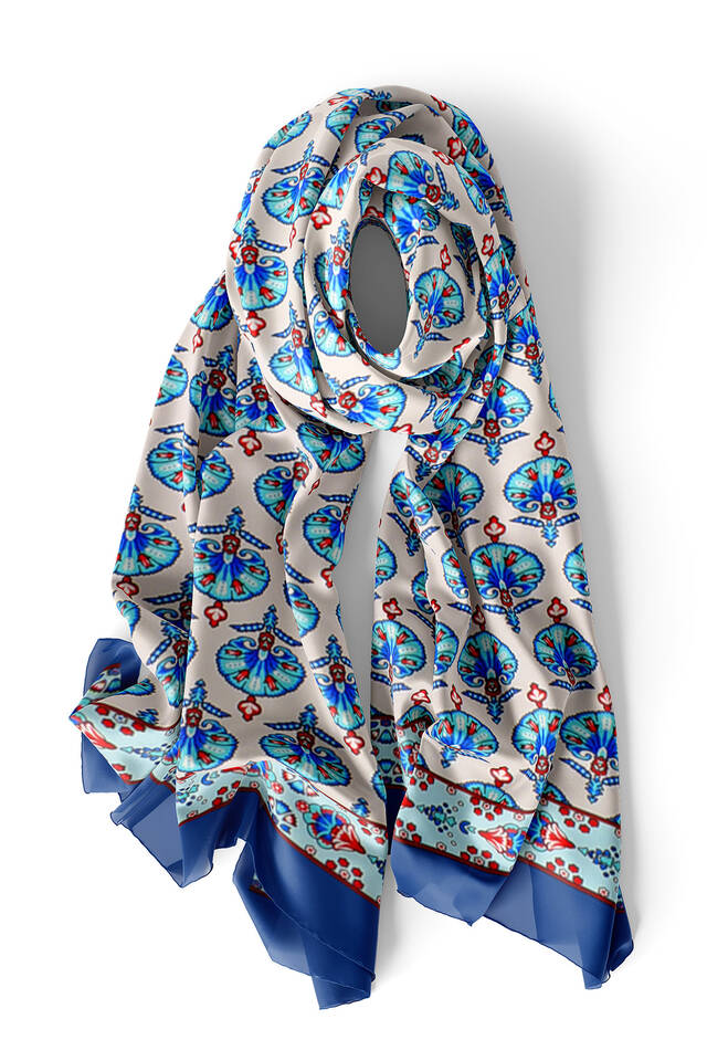 Saks Carnation Pattern Silk Foulard - 3